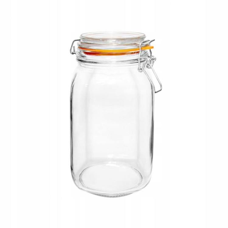 Słój KWADRATOWY z klamrą 1.5L