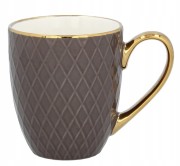Kubek porcelanowy 380ml TŁOCZONY ze złotym uszkiem