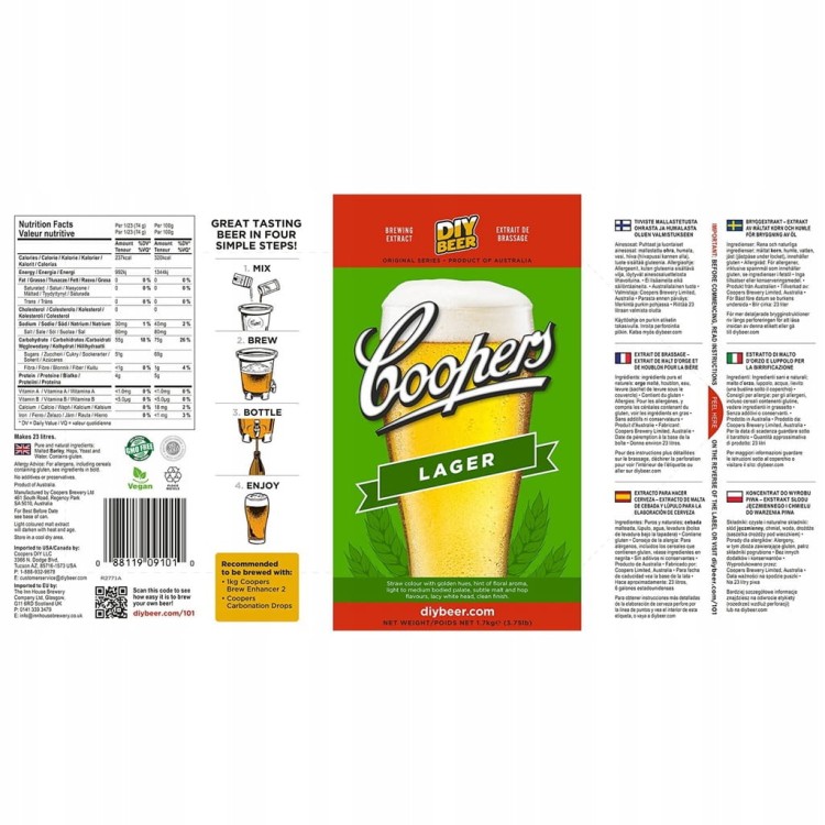 Koncentrat do piwa. LAGER 1,7kg COOPERS