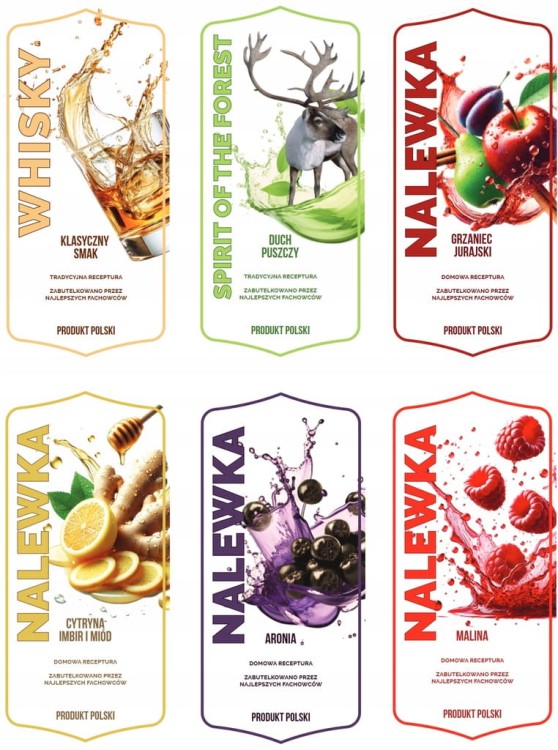 Etykiety na butelki Naklejki nalewka wódka bimber wino 100 sztuk BELFOOD