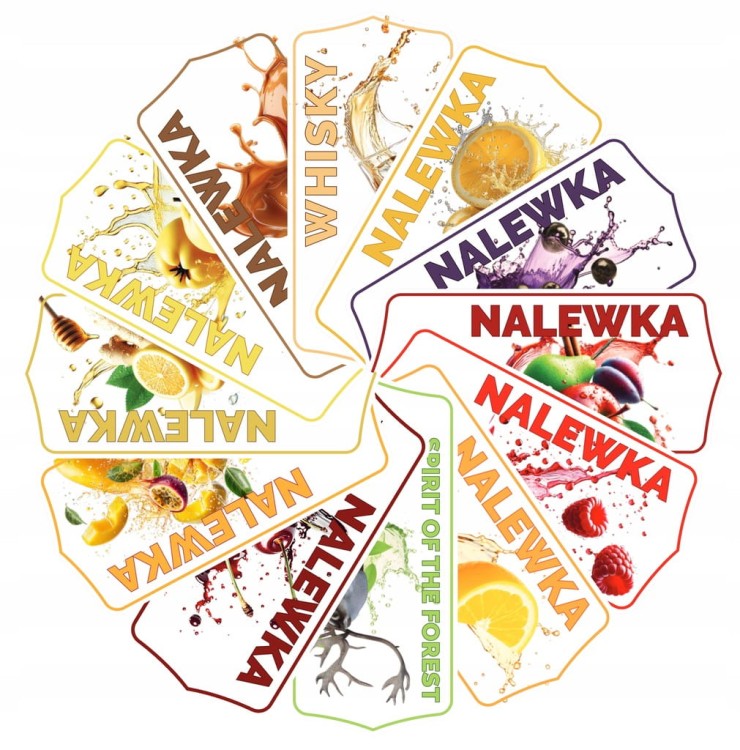 Etykiety na butelki Naklejki nalewka wódka bimber wino 10 sztuk BELFOOD