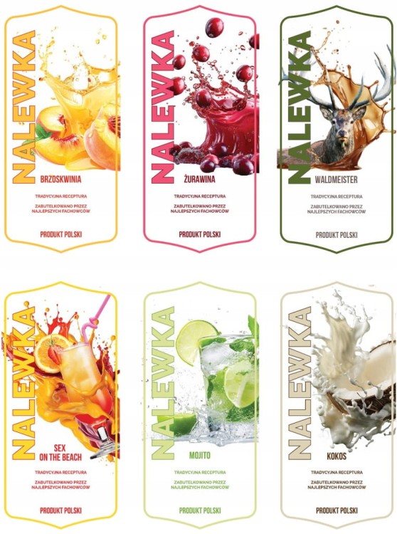 Etykiety na butelki Naklejki nalewka wódka bimber wino 10 sztuk BELFOOD