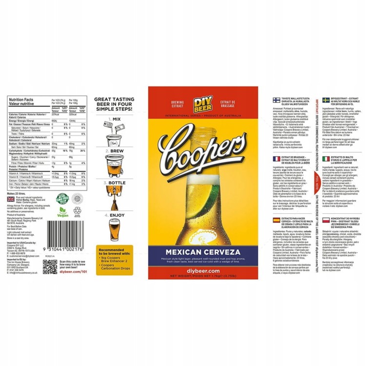 Koncentrat do piwa MEXICAN CERVEZA 1,7kg COOPERS