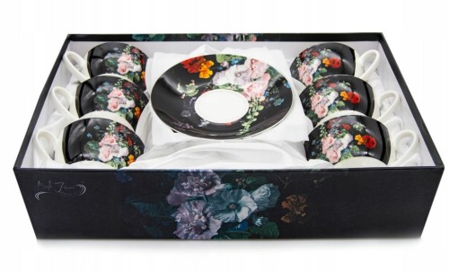 KOMPLET filiżanek 270ml ze spodkiem 6+6 CZARNE