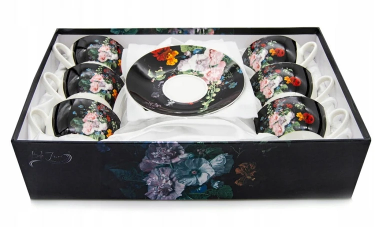 KOMPLET filiżanek 270ml ze spodkiem 6+6 CZARNE