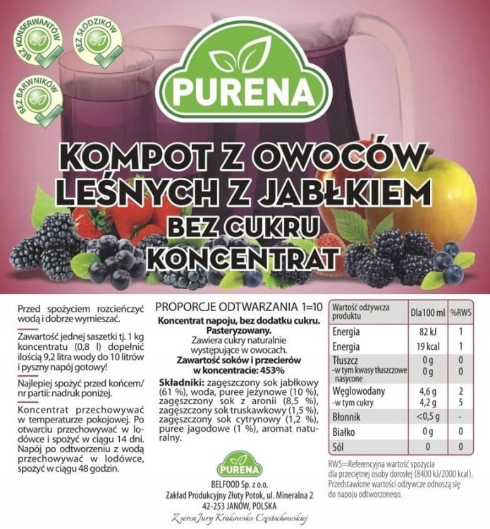 Kompot owoce leśne z jabłkiem 1kg bc