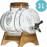 Beczułka 3 L szklana karafka ozdobna bezbarwna z kranikiem podstawką