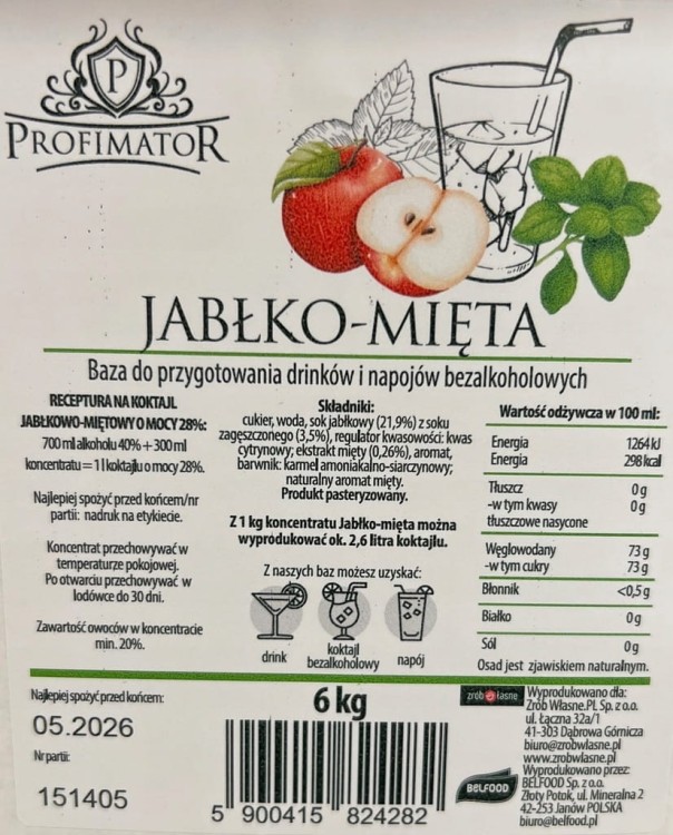 Koncentrat JABŁKO-MIĘTA 6kg