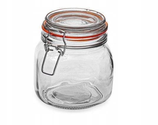 Słój KWADRATOWY z klamrą 0.5L