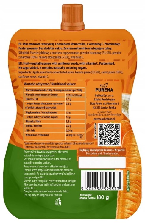 Przekąska marchew-jabłko-banan 180g chrupaczka