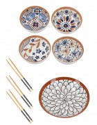 Kpl 4 miseczek/ talerz/ pałeczki BIAŁE 11x6 HP