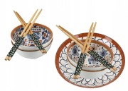 Kpl 4 miseczek/ talerz/ pałeczki BIAŁE 11x6 HP