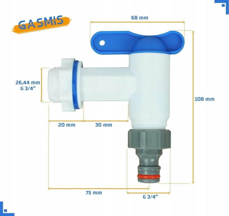 Kran spustowy do beczki Browin 40l, 60l,130l, 240l