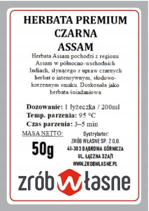 Herbata Czarna Assam 50g PREMIUM liściasta