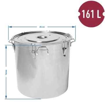 Pojemnik ze stali nierdzewnej 161 L z pokrywką