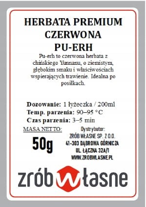 Herbata czerwona PU-ERH 50g liściasta PREMIUM