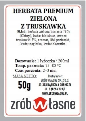 Herbata Zielona z Truskawką 50g liściasta PREMIUM