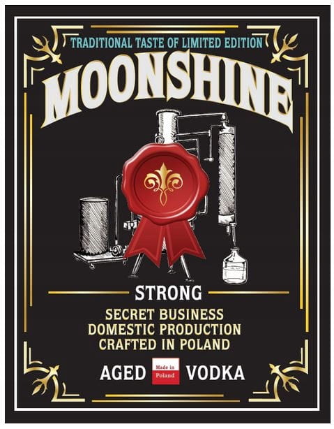 Etykieta MOONSHINE STRONG AGED VODKA 10szt