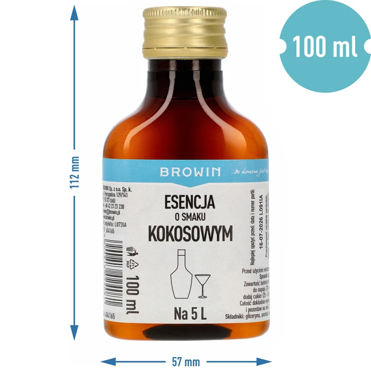 Esencja o smaku kokosowym, na 5 L - 100 ml