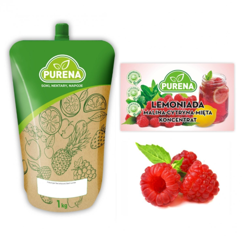 Lemoniada malina-cytryna-mięta koncentrat syrop baza PURENA 1kg na 6l