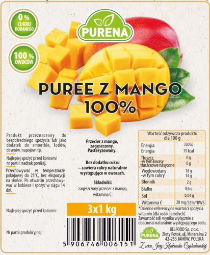 Przecier puree z mango 1kg