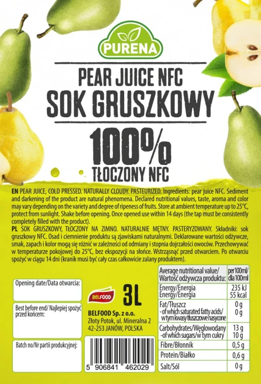 Sok NFC GRUSZKA GRUSZKOWY 3L