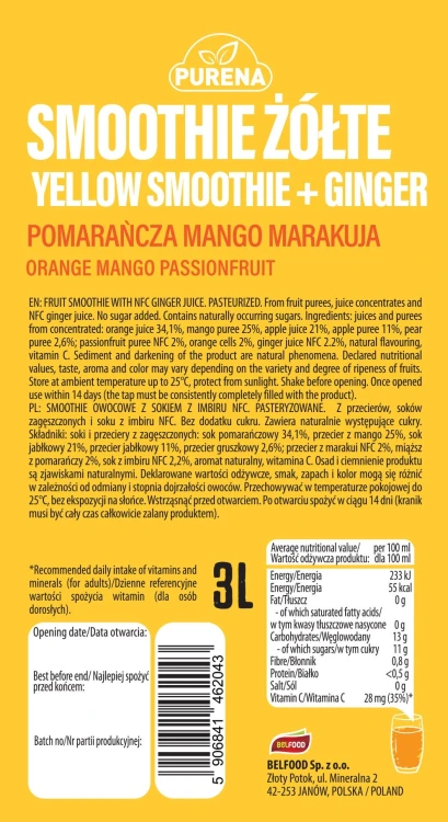 Smoothie żółte pomarańcza mango marakuja 3 L