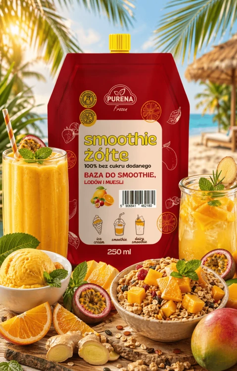 Smoothie żółte 100% bez dodatku cukru baza do smoothie, lodów i muesli 250 ml 5 porcji