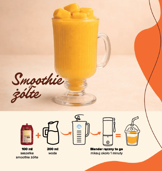 Smoothie żółte 100% bez dodatku cukru baza do smoothie, lodów i muesli 250 ml 5 porcji