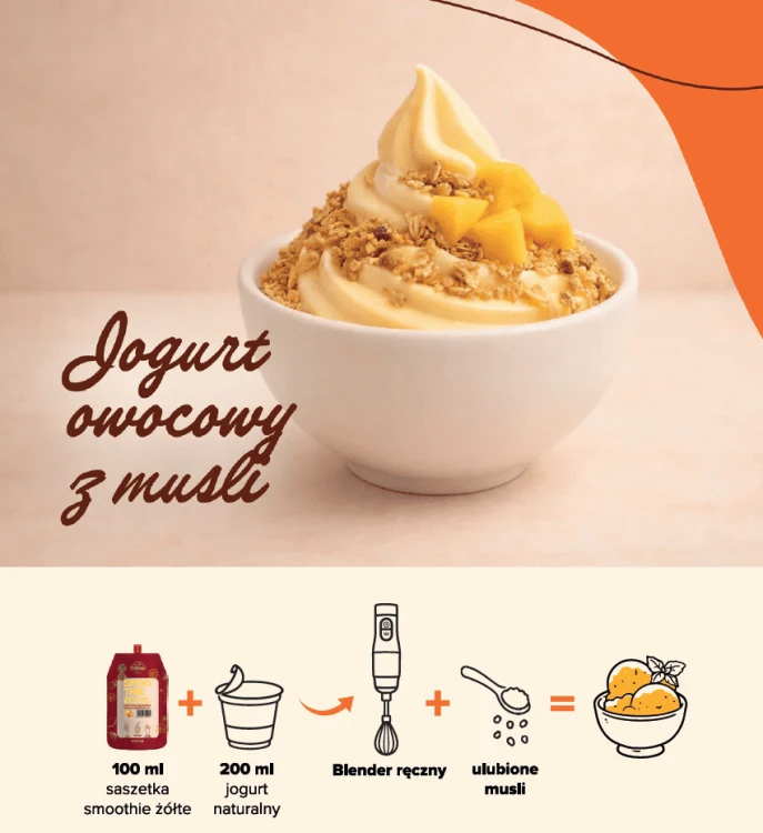 Smoothie żółte 100% bez dodatku cukru baza do smoothie, lodów i muesli 250 ml 5 porcji