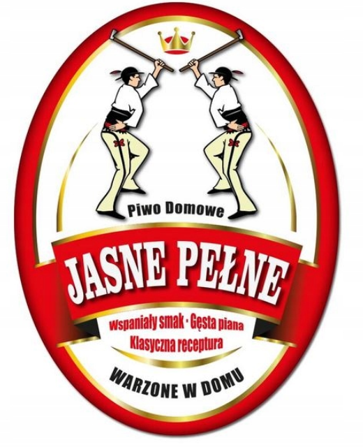 Etykieta owalna na domowe PIWO JASNE PEŁNE 10szt