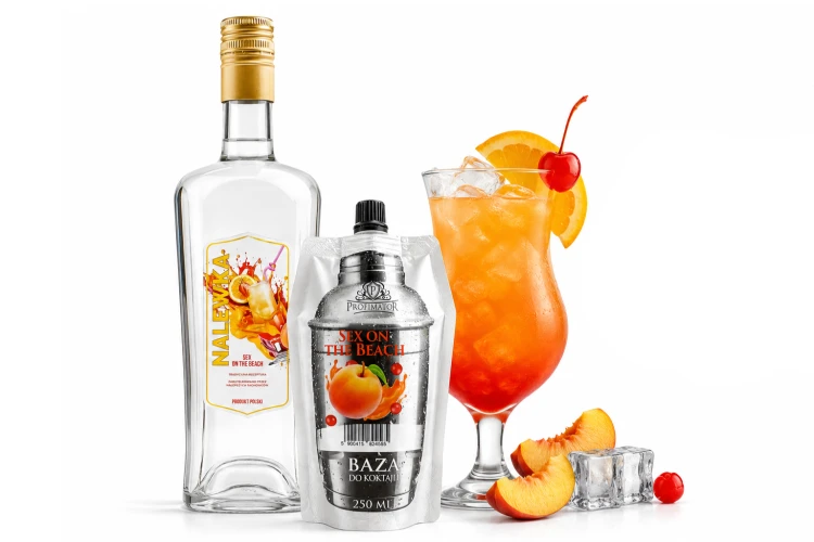 ZESTAW koncentrat SEX ON THE BEACH 250ml Butelka Jack 1l + Etykieta Sex on the beach