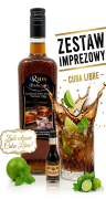 ZESTAW IMPREZOWY do stworzenia drinka CUBA LIBRE-  Prestige RUM JAMAICA  20ml +BUTELKA JACK 0,7l+ Etykieta rum
