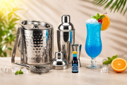Zestaw barmański (shaker, miarka)  + Wiaderko na lód +Prestige CURACAO BLUE 20 ml
