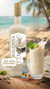 ZESTAW IMPREZOWY do stworzenia nalewki  zaprawka Prestige Coco RUM 20ml +Butelka JACK 0,7l + Etykieta kokos