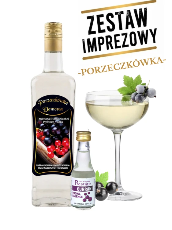Prestige CURRANT vodka  20 ml +Butelka JACK 0,7l+Etykieta porzeczka