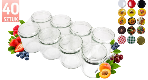 ZESTAW 40 SZTUK Słoik + zakrętki 40 szt. 350 ml